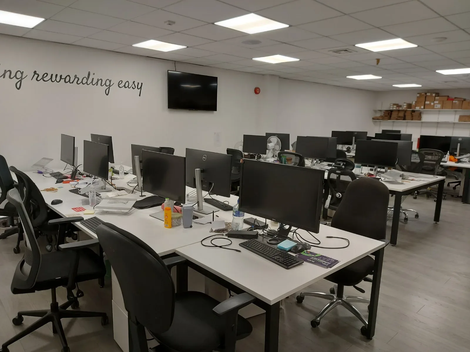 Open-plan office desks cleaned by Pristine Cleaning
