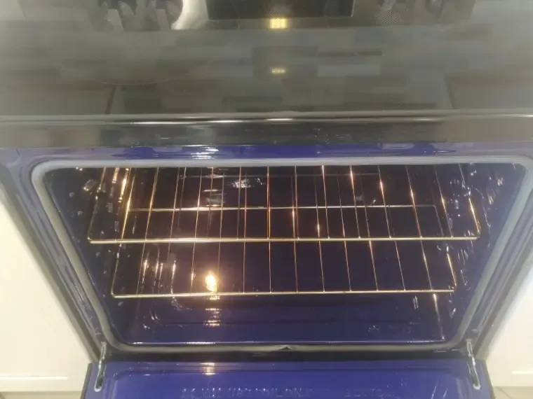 Oven interior scrubbed to bare enamel by Pristine Cleaning